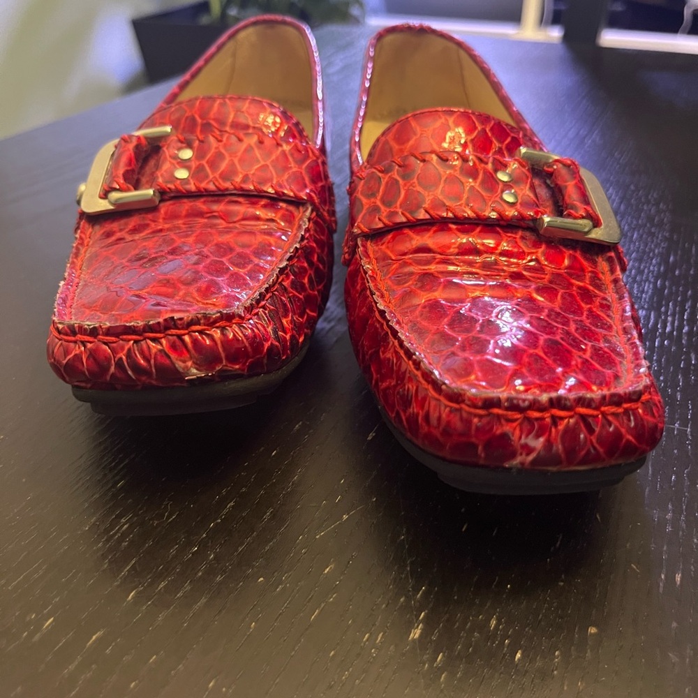 Stuart Weitzman Double Python Buckle Loafer - 9 - Picture 2 of 5